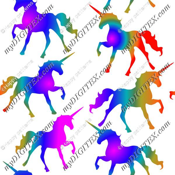 Rainbow Unicorns on White