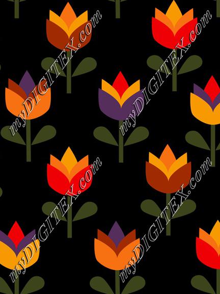 Summer Flowers, Tulips on Black