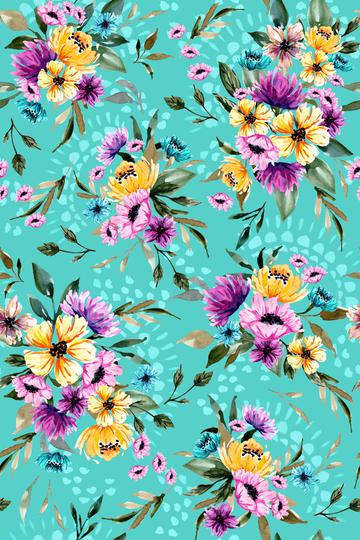 Daphnie Floral Garden V02 - Teal