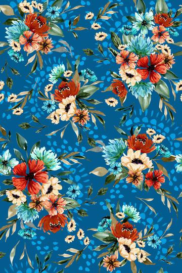 Daphnie Floral Garden V03 - Blue