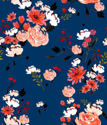 Darling Coral Garden-Dark Blue