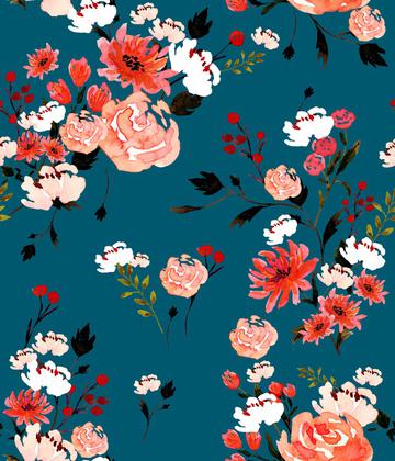 Darling Coral Garden-Dark Teal