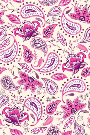 Lovely Paisley Florals Pink-Beige