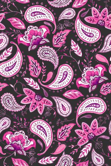 Lovely Paisley Florals Pink-DarkGray