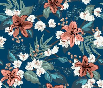 Carnation Chintz - Blue-01