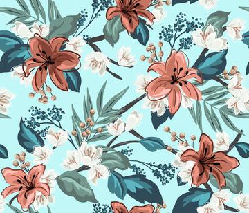 Carnation Chintz - Teal-01