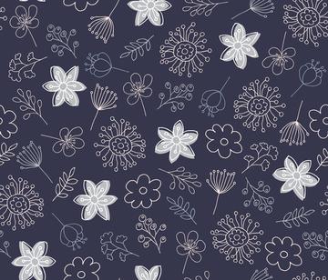 Cute Pastel Flowers - BlueGray-01