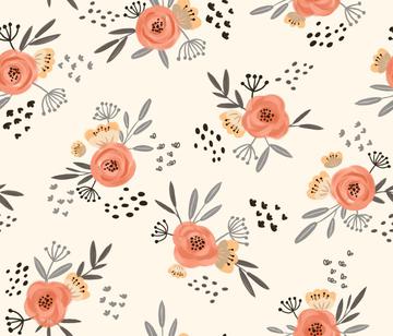 Floral Peach Garden-Light Beige