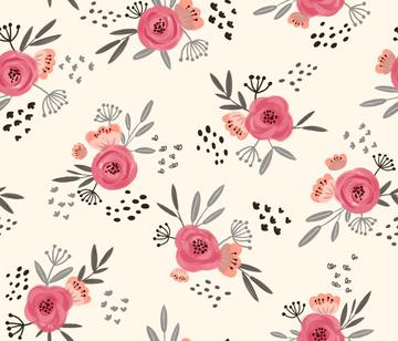 Floral Pink Garden-LightBeige