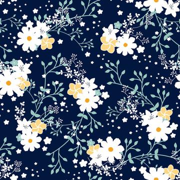 Navy Blue Floral Garden-01