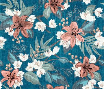 Textured Carnation Chintz - Blue