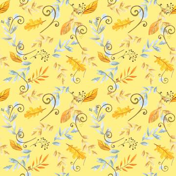 vintage_autumn_floral_tossed_yellow_bkgd