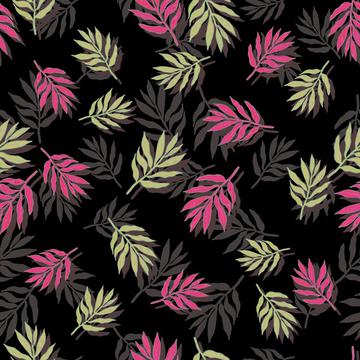 ROS101621LeafPink&GreenPatternBlack