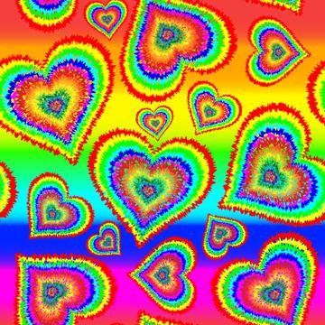 rainbow hearts on rainbow