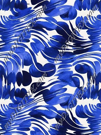 New print abstract flow blue