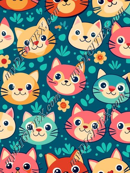 Cute cats on a blue background