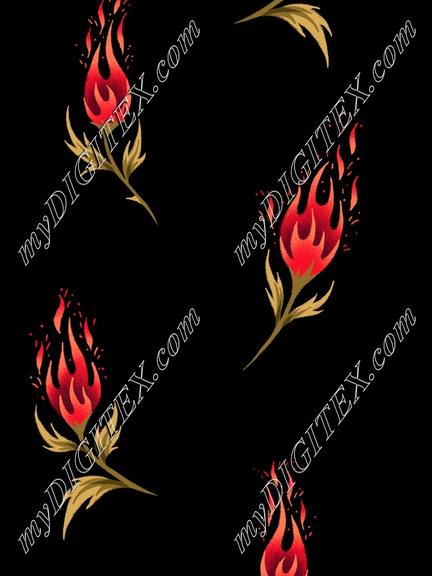 Small Fire Flowers - Red / Black