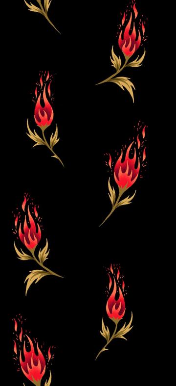 Small Fire Flowers - Red / Black