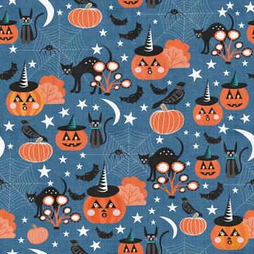 Halloween Pumpkins Cats Spiders