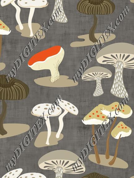 Mushrooms Forest Texture Pattern Neutrals