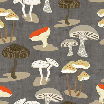 Mushrooms Forest Texture Pattern Neutrals