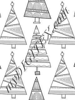 Funky Christmas Trees Coloring