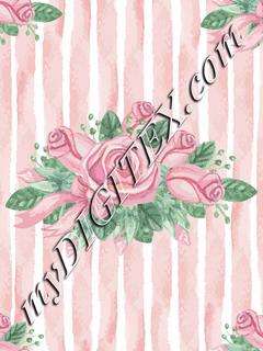 Watercolor Rose Stripes