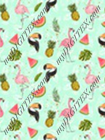 Tropical Vibes Flamingos Green