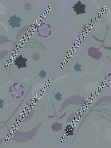 Floral with leaves in blue