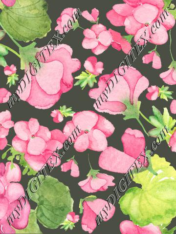 Geranium pattern bright pink with dark background