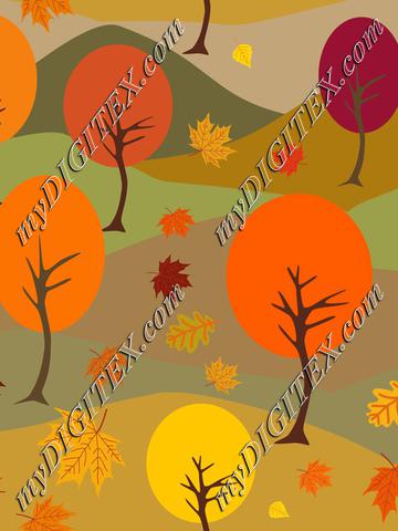 Autumn Landscape, Fall Trees and Leaves