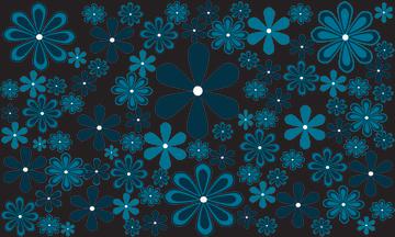 fantasy daisies turquoise-black